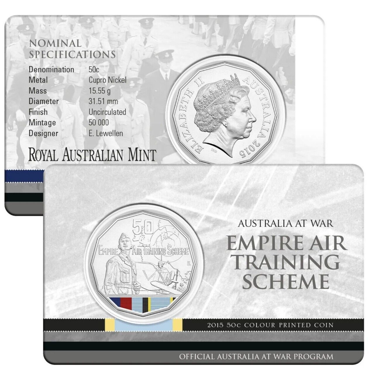 2015 50c Empire Air Training Scheme Carded Coin