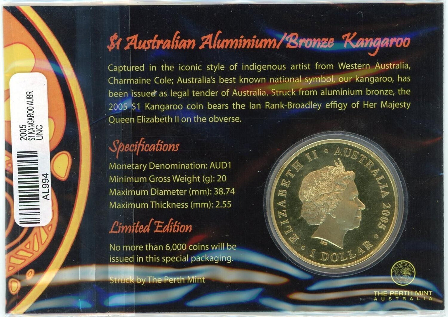 2005 $1 Kangaroo Carded Coin
