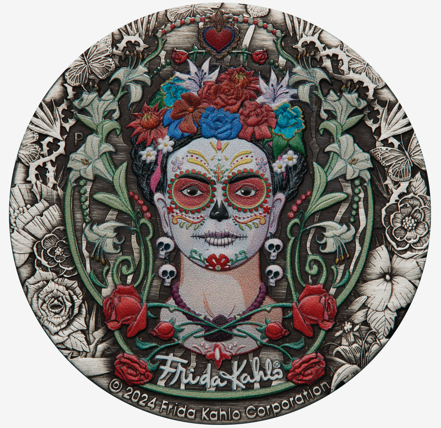 2024 Frida Kahlo 2oz Silver Antiqued Coin