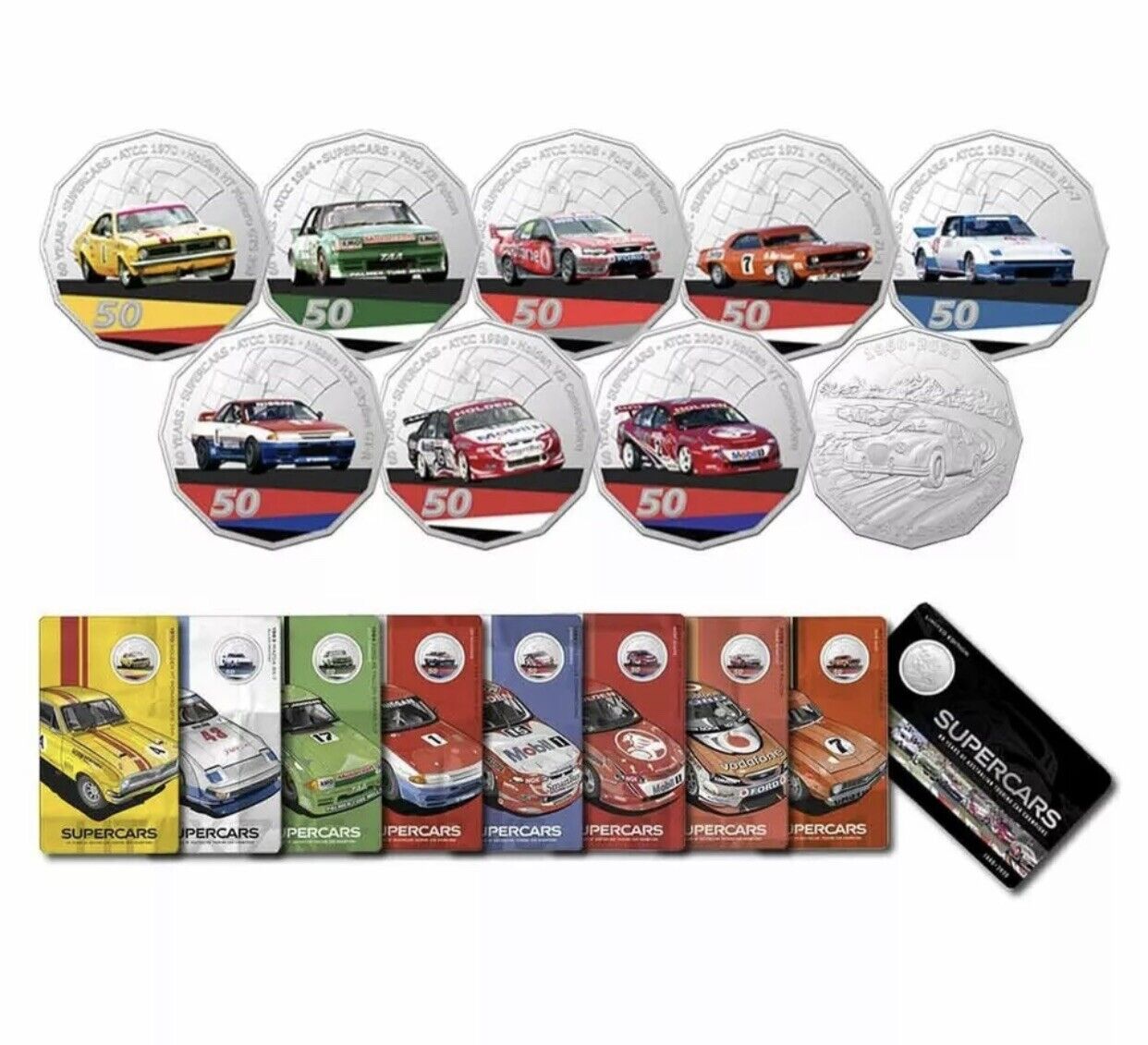 2020 50c Supercars 60 Years 9 Coin Set