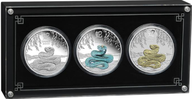 2025 Australian Lunar Series III - Year Of The Snake 1oz Silver Trio