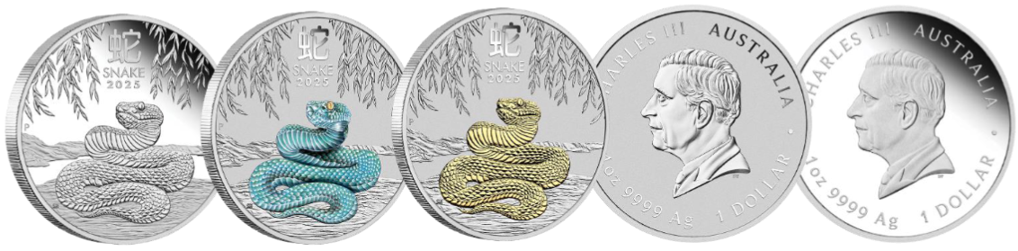 2025 Australian Lunar Series III - Year Of The Snake 1oz Silver Trio