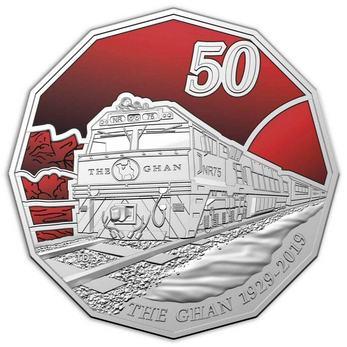 2019 50c Celebrating 90 Years Of The Ghan Carded Coin