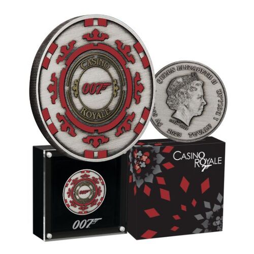 2023 1 Oz Silver Proof Coin Casino Royale Poker Chip