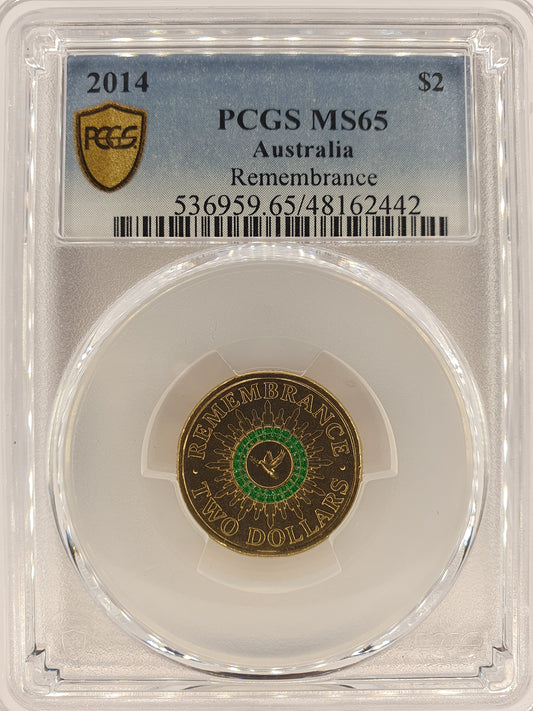 2014 $2 Remembrance Green Dove - MS65