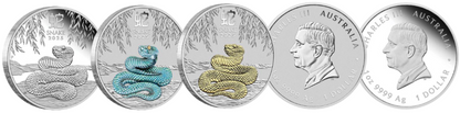 2025 Australian Lunar Series III - Year Of The Snake 1oz Silver Trio