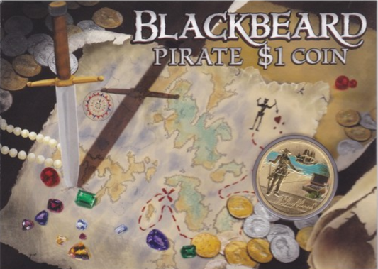 2011 $1 Blackbeard Pirate Carded Coin