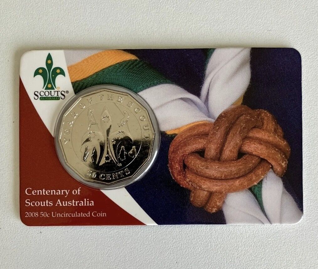 2008 50c Centenary Of Scouts Australia Carded Coin